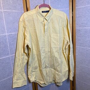 Sedgefield Mens Yellow Long Sleeve Button Down Cotton Shirt Size Large